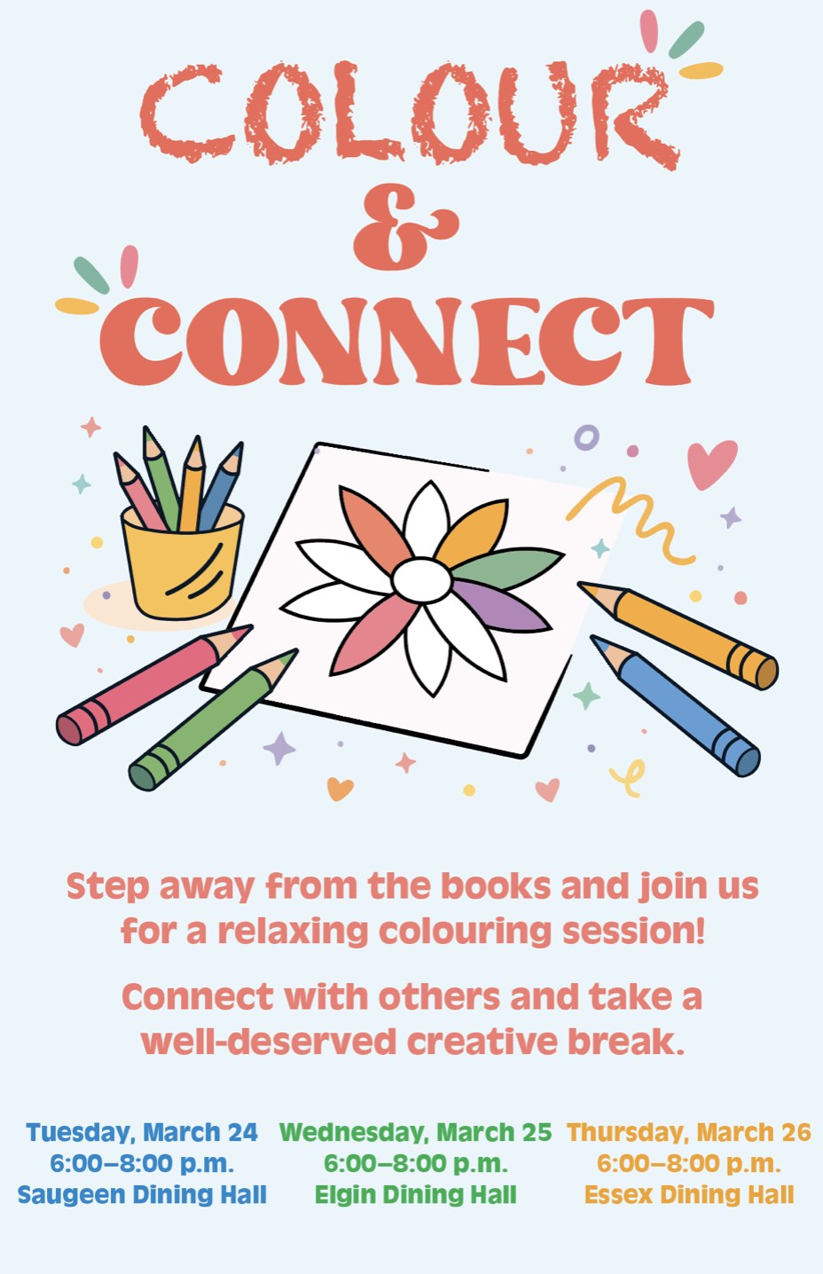 Colour & Connect colouring session poster